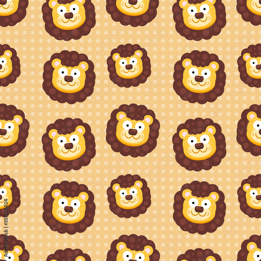 Obraz premium cute lion head seamless pattern vector illustration 