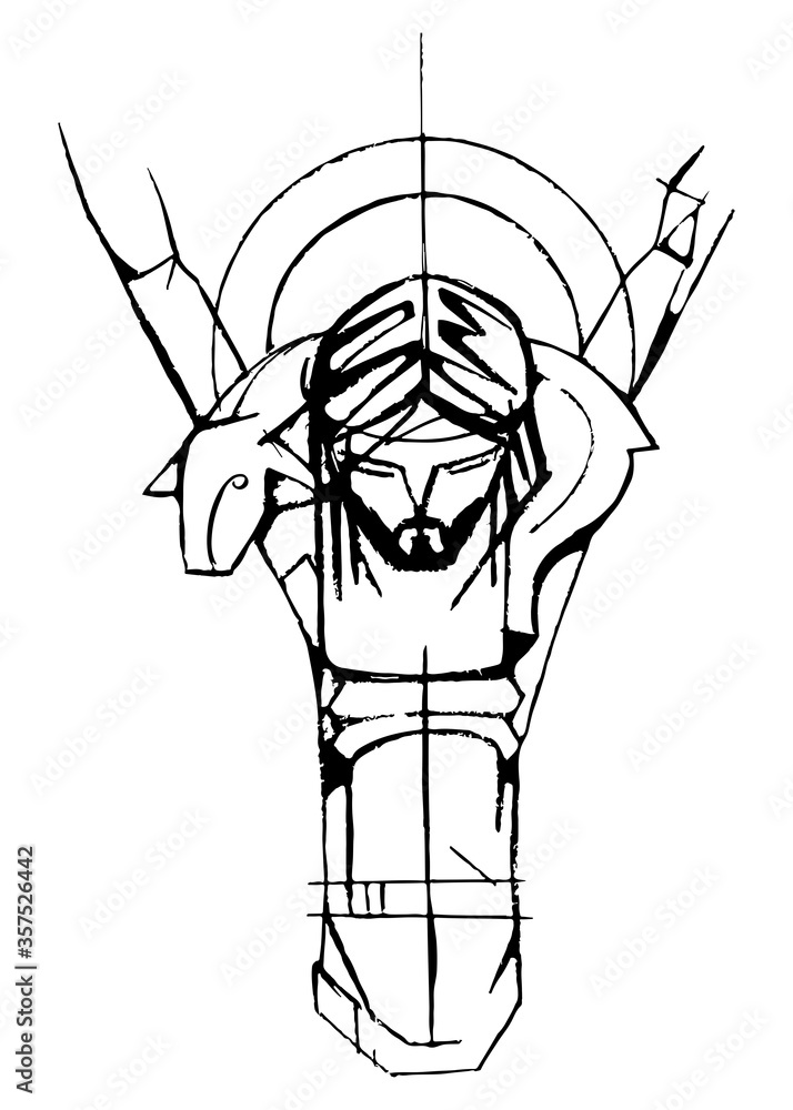 Jesus Christ Good Shepherd at the Crucifixion Stock Vector | Adobe Stock