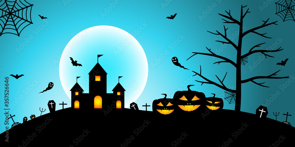 Halloween Night Concept Vector Banner