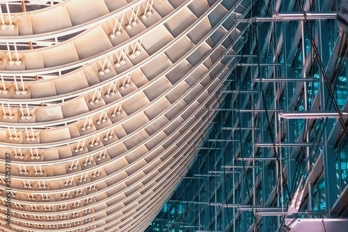 Photography Abstract architecture background of Tokyo, Japan at night