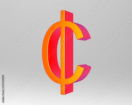 Cent symbol sign isolated centas sent   3d render photo