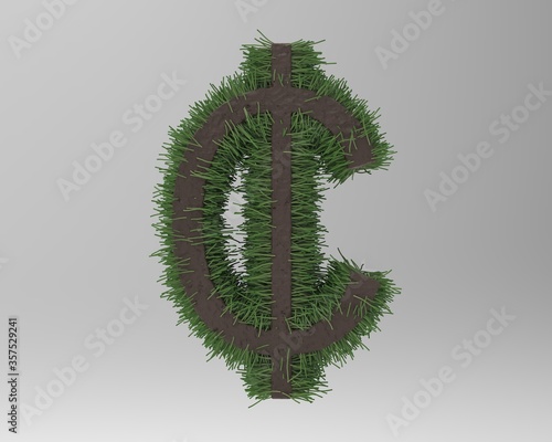 Cent symbol sign isolated centas sent   3d render photo