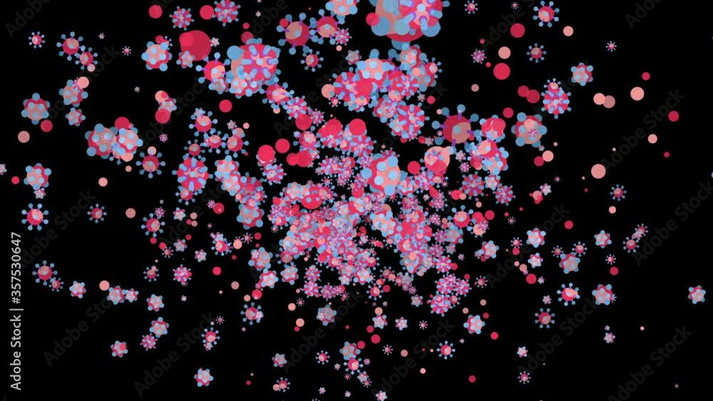Infectious Flu Virus Concept 2D Graphic Animation with Black background Infectious Flu Virus Concept 2D Graphic Animation with Black background
