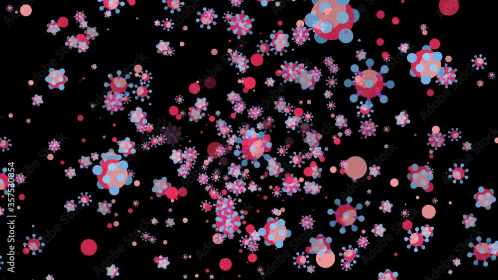 Infectious Flu Virus Concept 2D Graphic Animation with Black background Infectious Flu Virus Concept 2D Graphic Animation with Black background