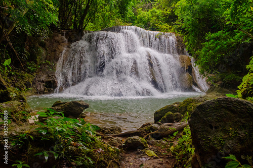 Huai-mae-kha-min waterfall beautiful 3th floor waterfall in the national park of Kanchanaburi Thailand