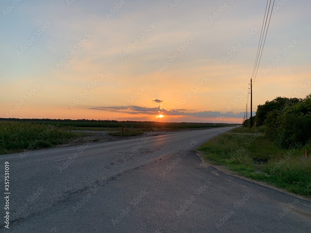 road in sunset