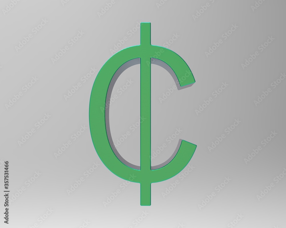 Cent symbol sign isolated centas sent 3d render Cent symbol sign isolated centas sent 3d render