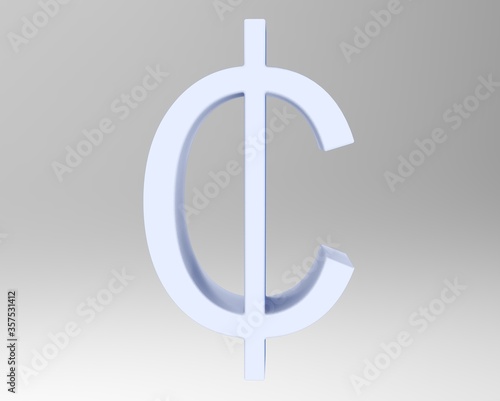 Cent symbol sign isolated centas sent   3d render photo