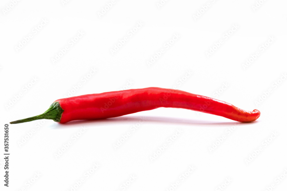 Close up raw food of red chili pepper with on white background Close up raw food of red chili pepper with on white background