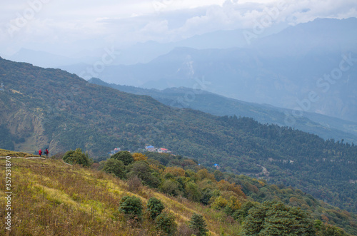 Nature landscape mountain in Nepal autumn Himalayas 