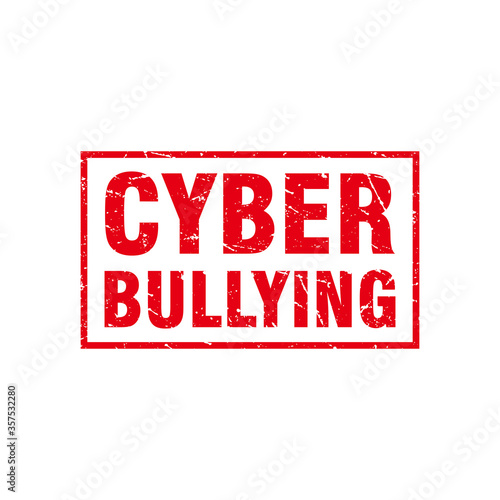 Abstract Red Grungy Cyber Bullying Rubber Stamps Sign Vector, Red Grungy Cyber Bullying Seal, Mark, Label Design Template