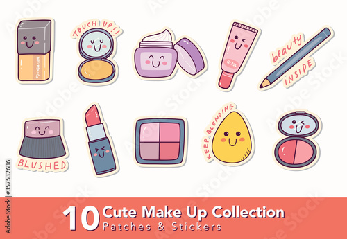 Set of Cute Make up Patches and Sticker Collection