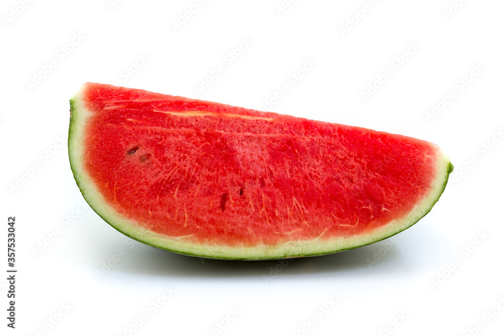 Close up piece of sliced watermelon isolated on white background Close up piece of sliced watermelon isolated on white background