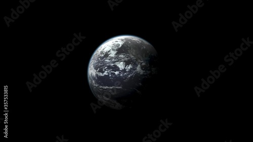 Earth turning slowly zooming in the world spinning in black space realistic generated globe