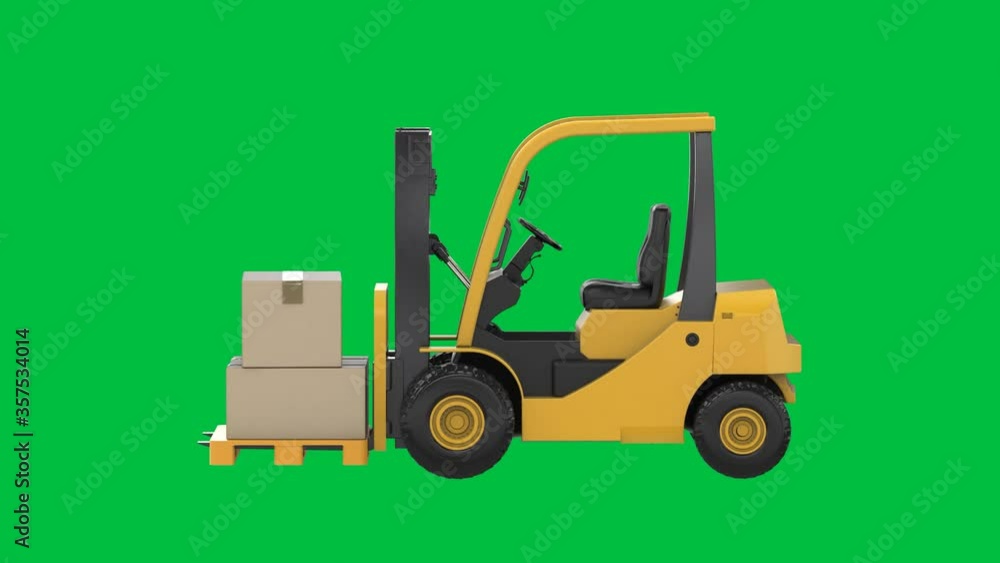 3d rendering forklift truck isolated on green screen background 4k footage 3d rendering forklift truck isolated on green screen background 4k footage