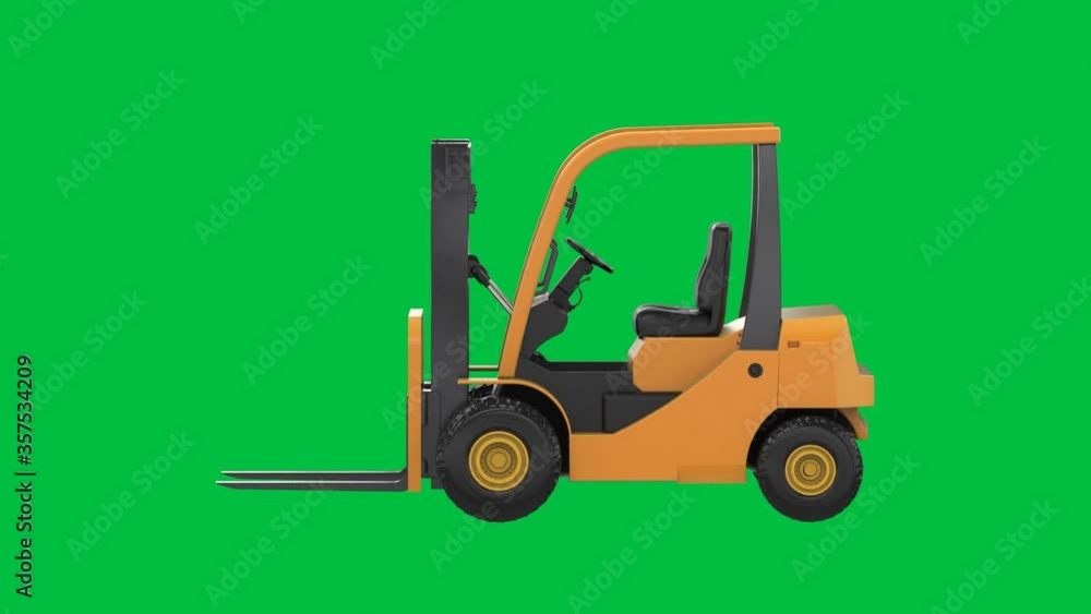 3d rendering forklift truck isolated on green screen background 4k footage 3d rendering forklift truck isolated on green screen background 4k footage