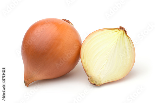 Onion and sliced isolated on white background,Half onion.