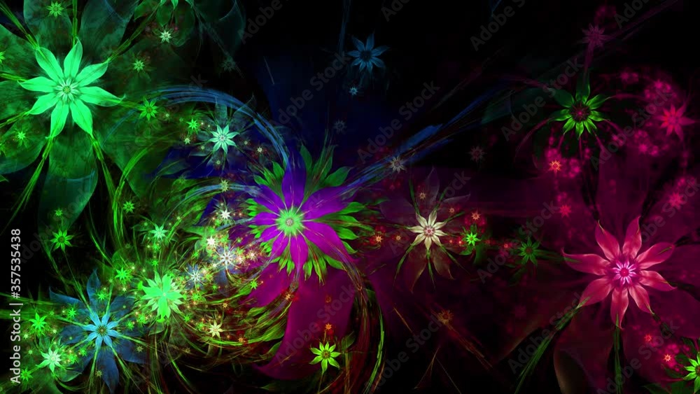 Rainbow color changing abstract fractal background with intricate interconnected psychedelic space flowers Rainbow color changing abstract fractal background with intricate interconnected psychedelic space flowers
