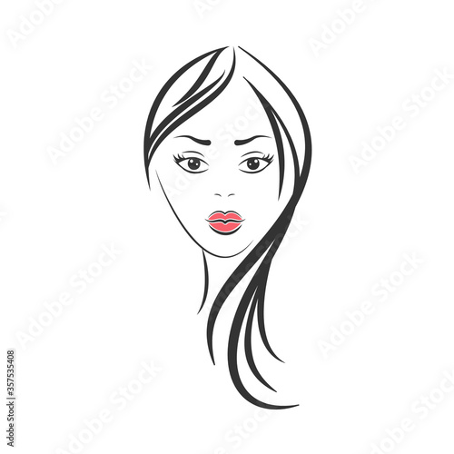 Vector drawn face of a girl isolated on a white background..