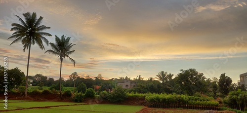 sunset over the farm