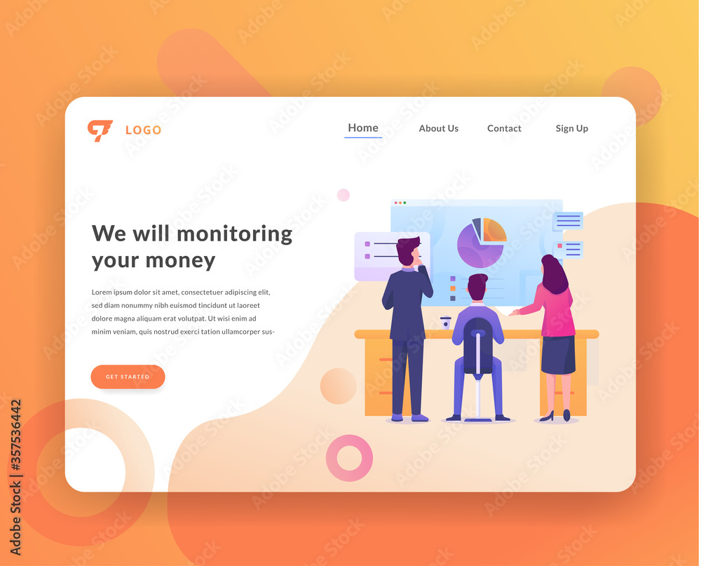 monitoring earning web landing page with illustration monitoring earning web landing page with illustration