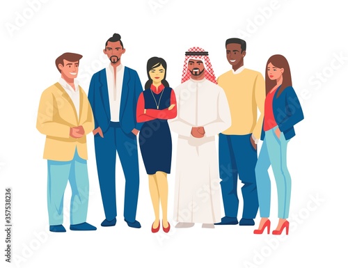 Diverse business people. Multicultural team characters, group of happy young and old office workers. Vector illustration cartoon multiracial man and woman together set