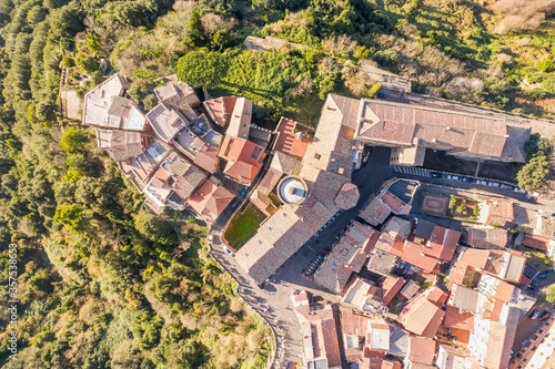 aerial view of the town of nemi on the roman castles 