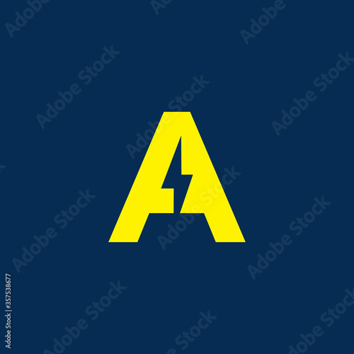 Initial letter a electric, thunder, power logo and icon vector illustrator
