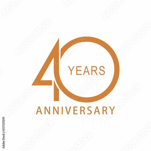 Vector 40 year anniversary, birthday logo label. Year. Vector illustration. Isolated against a white background.