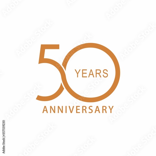 Vector 50 year anniversary, birthday logo label. Year. Vector illustration. Isolated against a white background.