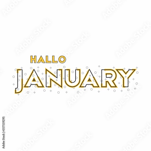 January text vector. Letter brush ink for invitation cards. January for the calendar. Writing phrases for banners, leaflets, greeting cards, calendars.