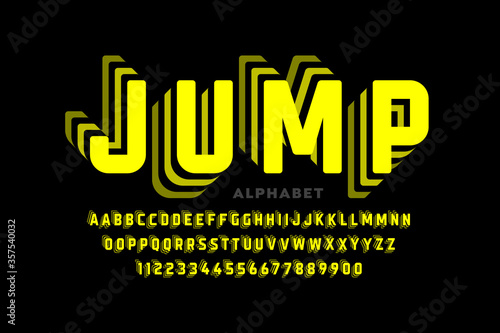Fotografia Jumping style font design, alphabet letters and numbers