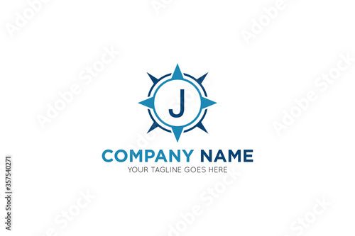 Initial letter j compass, travel logo and icon vector illustration