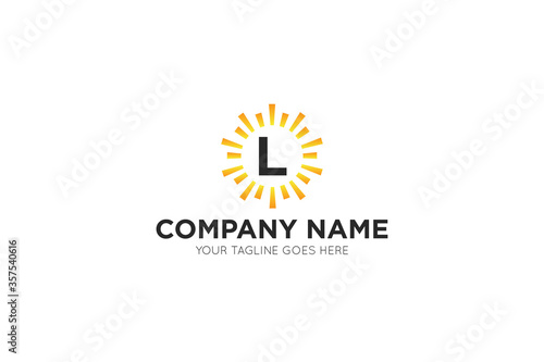 Initial letter l sun, solar logo and icon vector illustration