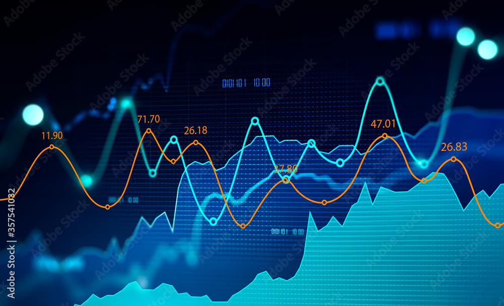 Stock market and trading, digital graph Stock market and trading, digital graph