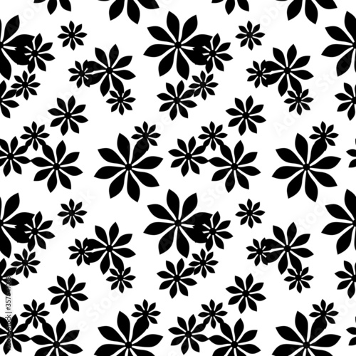 black and white floral seamless pattern © VATS