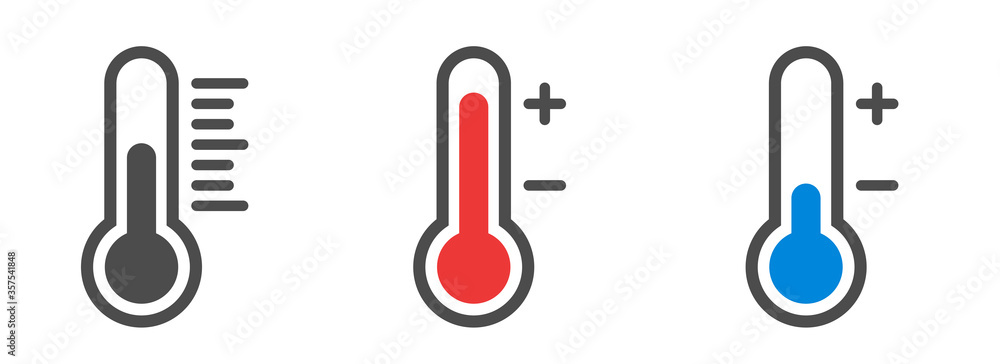 Thermometer icons or temperature symbols or emblems, vector and illustration Thermometer icons or temperature symbols or emblems, vector and illustration