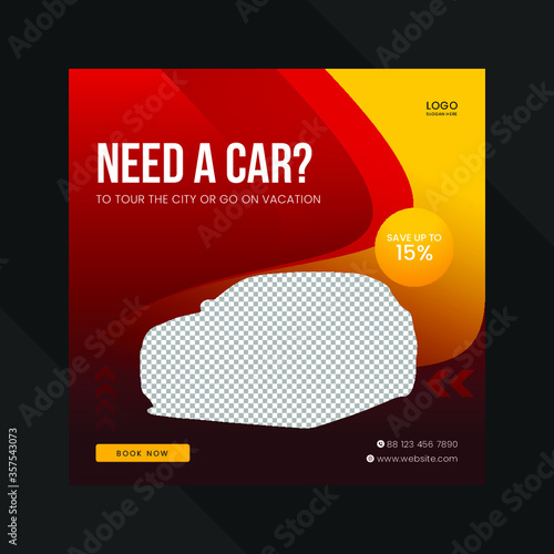 Creative rent a car social media post web template car Rental banner design