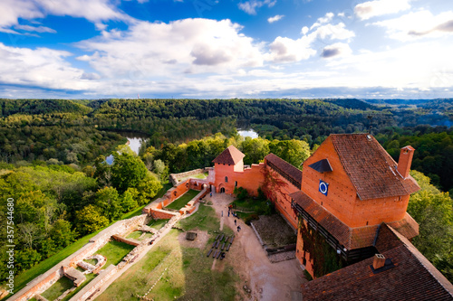 Aerial View of the Ruins of Turaida Castle in Gauja National Park, Latvia photo