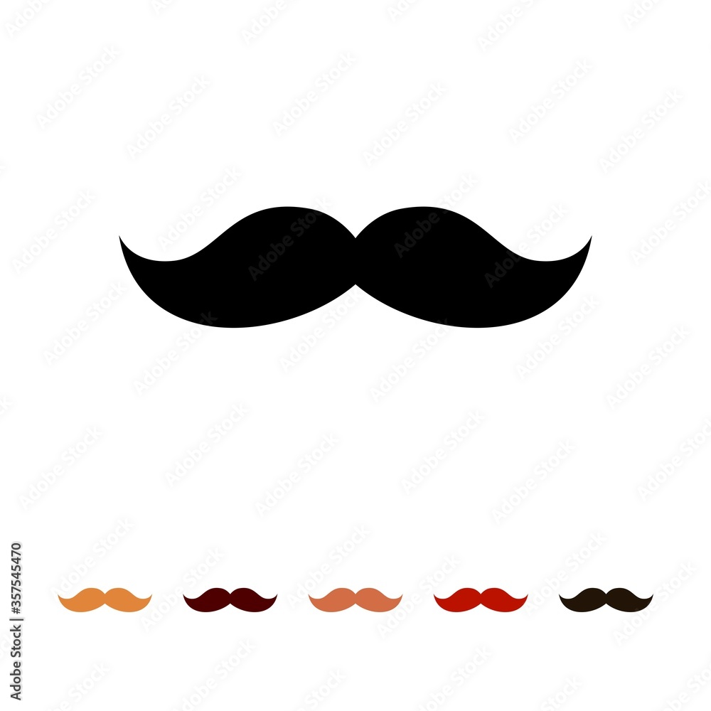 Mustaches icon silhouette isolated on white background. Men's different colors mustache hair. Vector illustration Mustaches icon silhouette isolated on white background. Men's different colors mustache hair. Vector illustration