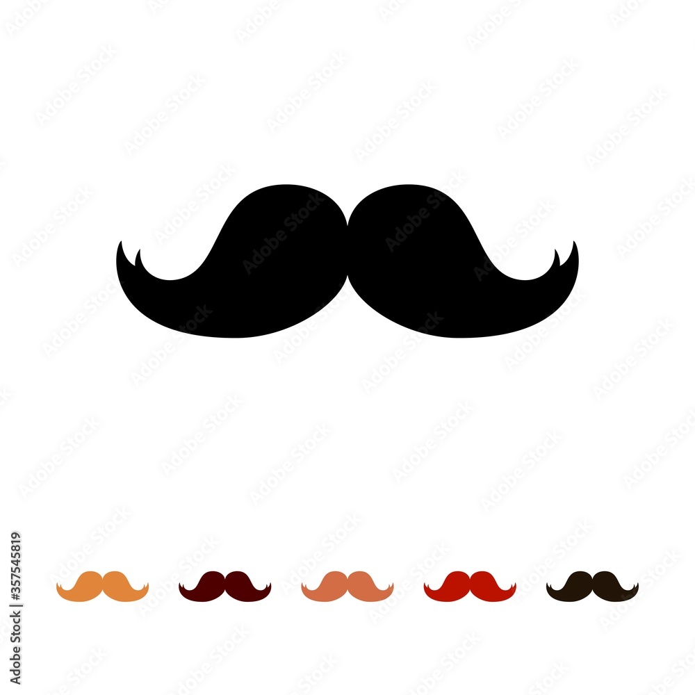 Mustaches icon silhouette isolated on white background. Men's different colors mustache hair. Vector illustration Mustaches icon silhouette isolated on white background. Men's different colors mustache hair. Vector illustration