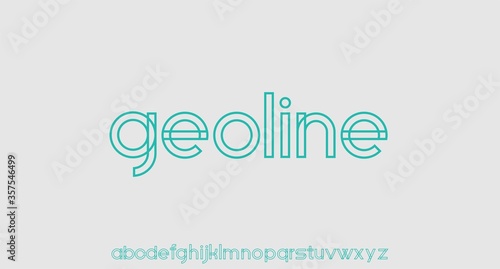geoline lowercase outlined geometric font alphabet vector