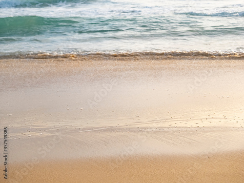 close up sand with wave of sea beach