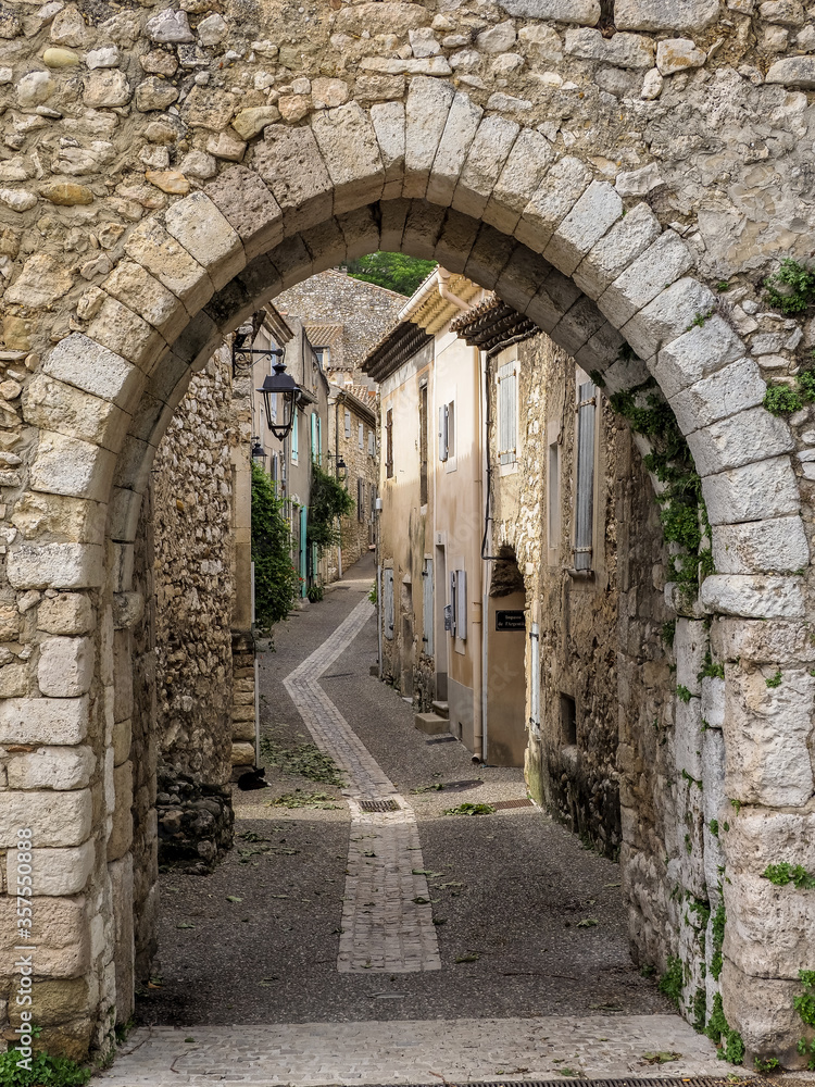 Medieval street of the town of Donzere, in Drôme provençale
