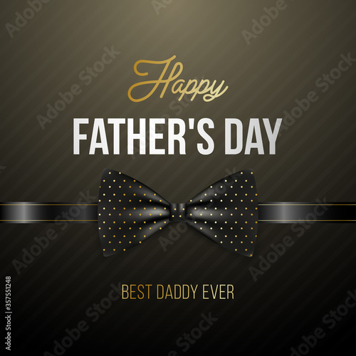 Happy Fathers Day greeting card with elegant bow tie. Vector illustration.