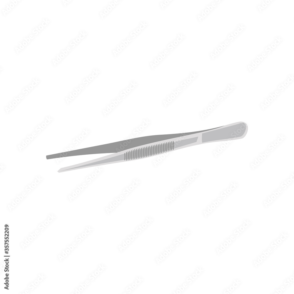 Medical tweezers isolated on white background, flat style. Vector isolated illustration of professional and cosmetic tweezers. Medical tweezers isolated on white background, flat style. Vector isolated illustration of professional and cosmetic tweezers.