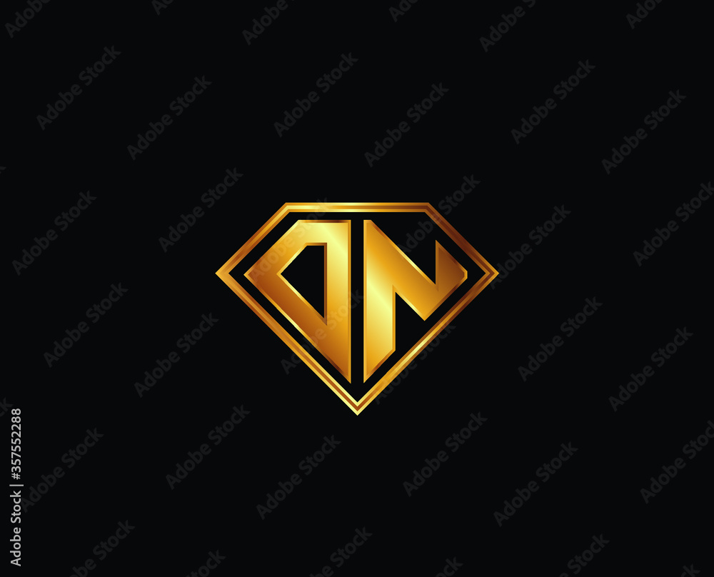 DN diamond shape gold color shield logo design DN diamond shape gold color shield logo design