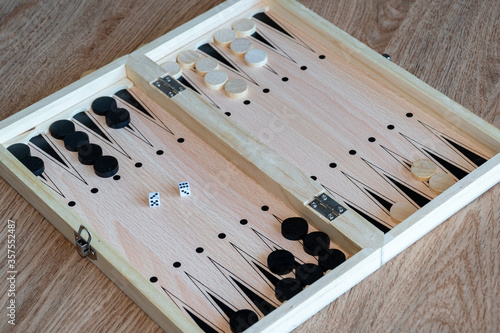 Obraz na płótnie Backgammon Board Game. Wooden backgammon board w salonie