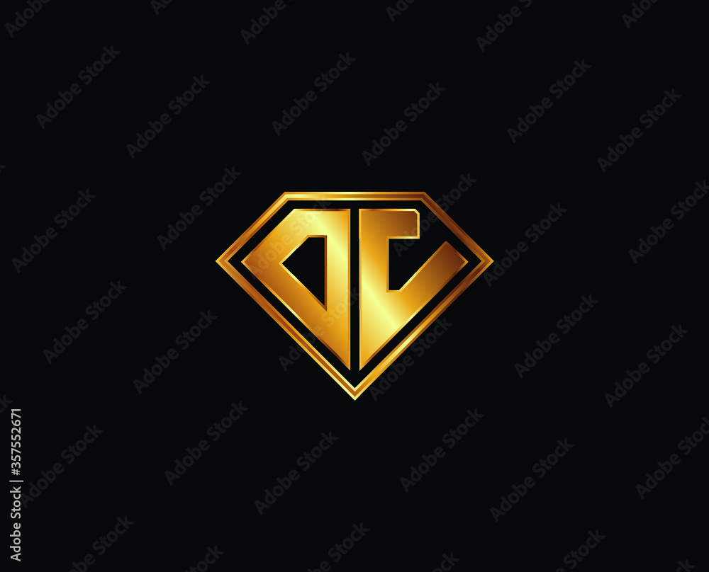 DC diamond shape gold color shield logo design DC diamond shape gold color shield logo design