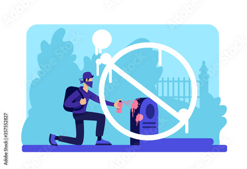 Stop vandalism flat color vector illustration